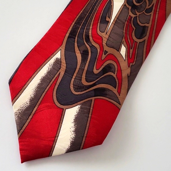 Vintage Zeidler & Zeidler 100% Silk Men's Neck Tie Red  &Tan & Grey - Picture 4 of 8